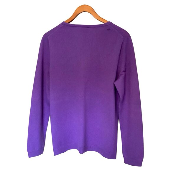 Talbots Women’s Cashmere Sweater XL Petite Purple Long Sleeve Distressed Holes - Picture 2 of 8